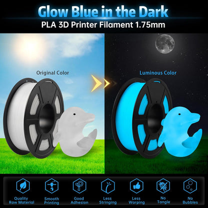 Sunlu - Glow in the Dark - 1 kg 1,75 mm - White to Blue (Helendav Valge/Sinine)