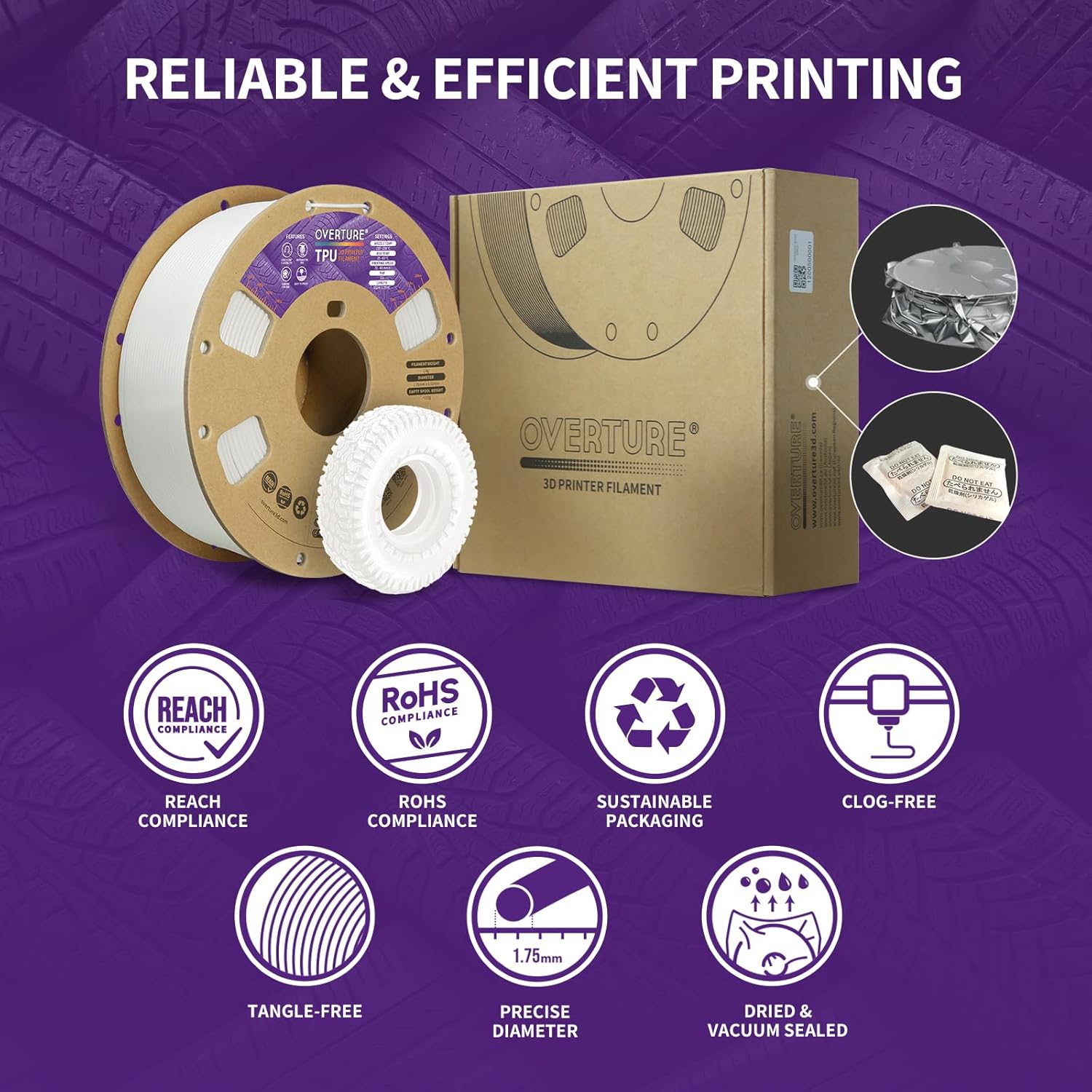 Overture - TPU 95A Filament - 1 kg - 1,75 mm - White