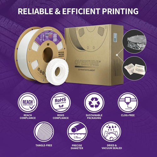 Overture - TPU 95A filament - 1 kg - 1,75 mm - valge