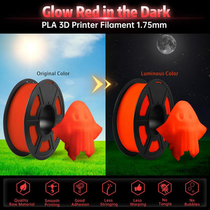 Sunlu - Glow in the Dark - 1 kg 1,75 mm - Red (Helendav Punane)
