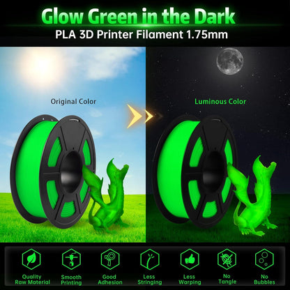 Sunlu - Glow in the Dark - 1 kg 1,75 mm - Green (Helendav Roheline)